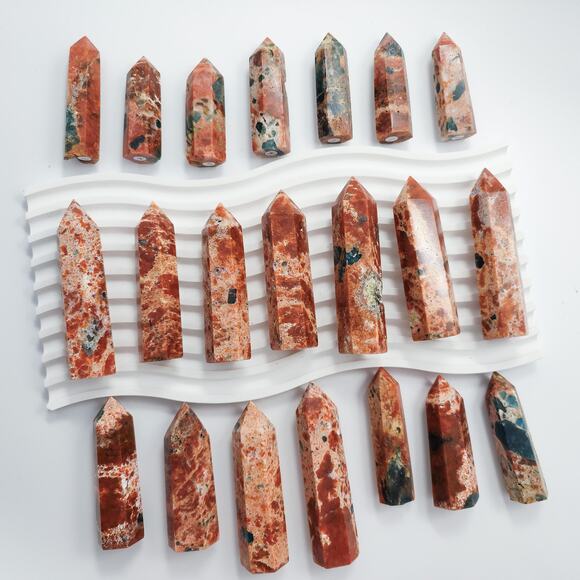 Sunstone with Blue Apatite Tower Points - Picture 2 of 9